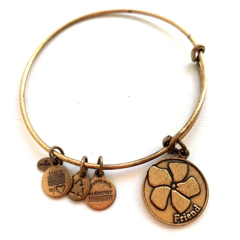 Alex and Ani Friend Flower Charm Bracelet Gold Finish - Expands 2